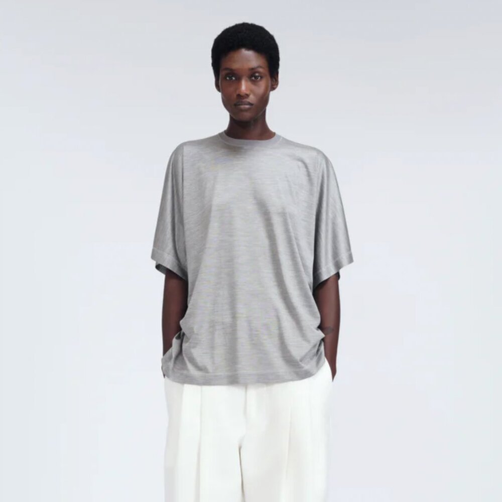 NWT Carven Grey T-shirt in silk jersey, size S